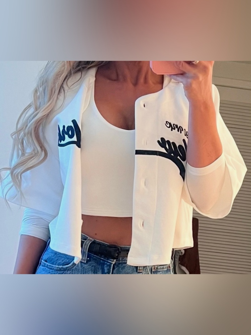 White New York Baseball Jersey with Navy Script